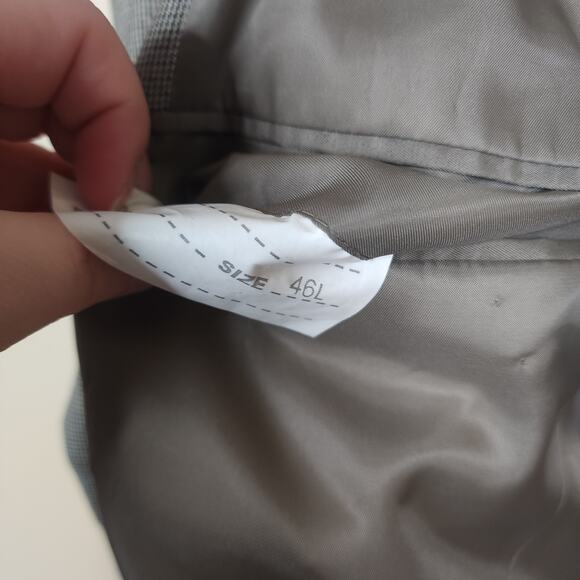 Vintage Dawahares Grey Plaid Three Button Wool/Silk Blazer Size 46L - Picture 10 of 12